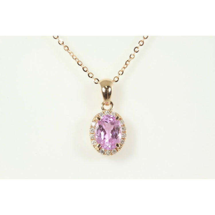 Kunzite ovale rose 10 carats avec pendentif diamant bijoux femme - HarryChadEnt.FR