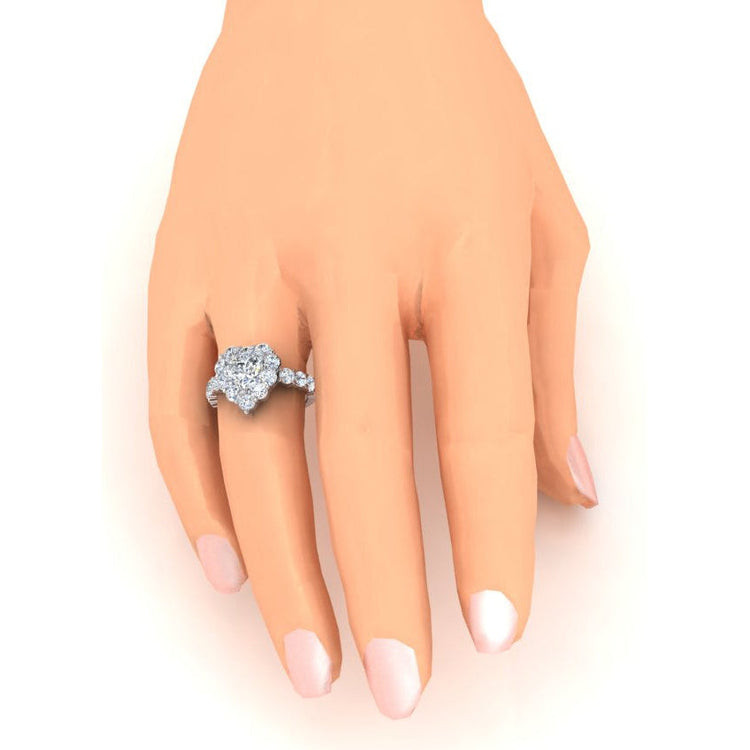 Moderne Halo Heart Bague Diamant En Or