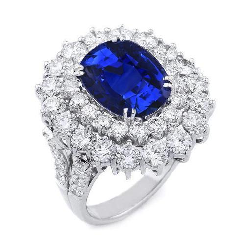 Or blanc 14 carats 10 carats. Bague Saphir Coussin Et Diamants Ronds - HarryChadEnt.FR