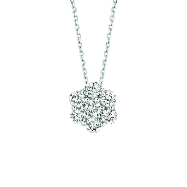 Pendentif Collier Fleur Diamant 1.75 Carats Or Blanc 14K - HarryChadEnt.FR