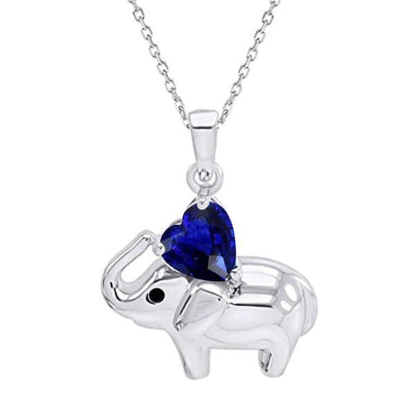 Pendentif Eléphant Solitaire Coeur Saphir Sri Lankais 1 quilates