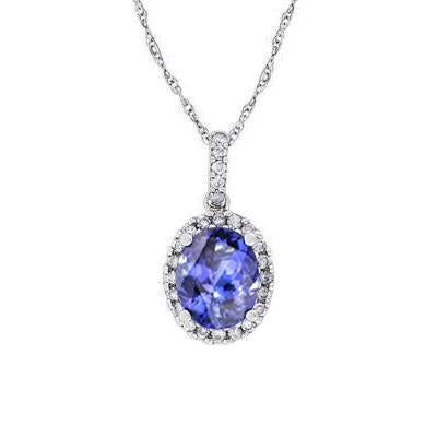 Pendentif En Or Blanc 14K 16.25 Ct Tanzanite Et Diamants Avec Chaîne - HarryChadEnt.FR