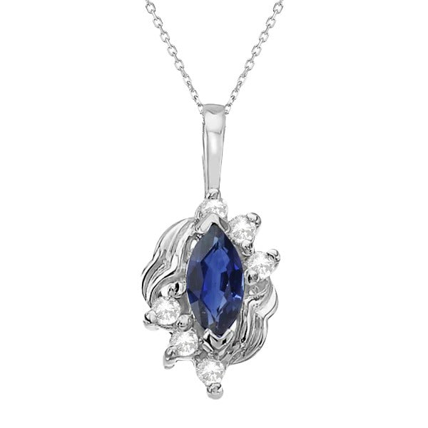 Pendentif Fantaisie Femme Marquise Saphir Bleu & Diamant 2.25 quilates