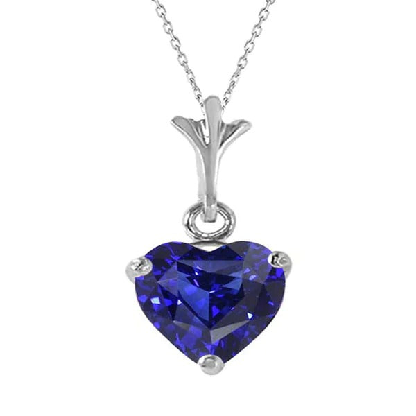 Pendentif Fantaisie Solitaire Coeur Saphir de Ceylan Or 14K 2.50 quilates