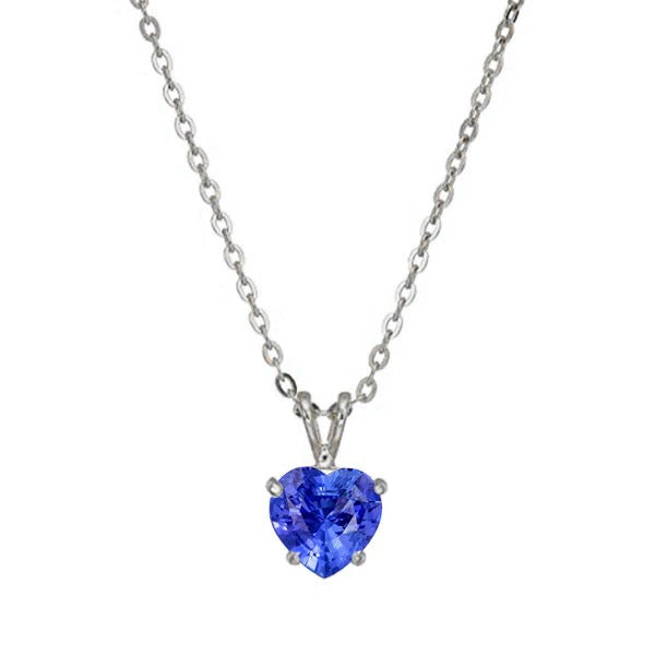 Pendentif Femme Solitaire Coeur Saphir Bleu Clair Avec Chaîne 1 quilates