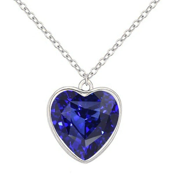 Pendentif Femme Solitaire Coeur Saphir Sri Lankais 4 Carats Bijoux
