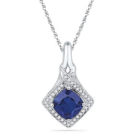 Pendentif Rond Saphir Ceylan Diamant 1.07 Carats Or Blanc 14K 14K - HarryChadEnt.FR