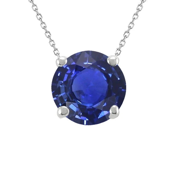 Pendentif Solitaire Dame Rond Pierre Précieuse Avec Chaîne Or 5 quilates