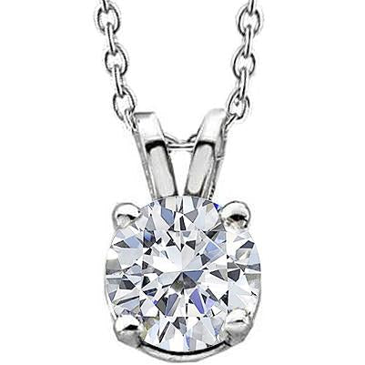 Pendentif Solitaire Diamant 1 Carat Or Blanc 14K Rond - HarryChadEnt.FR