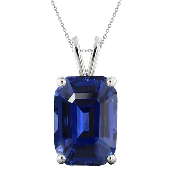 Pendentif Solitaire Emeraude Saphir Bleu Foncé Bélière Or 5 quilates