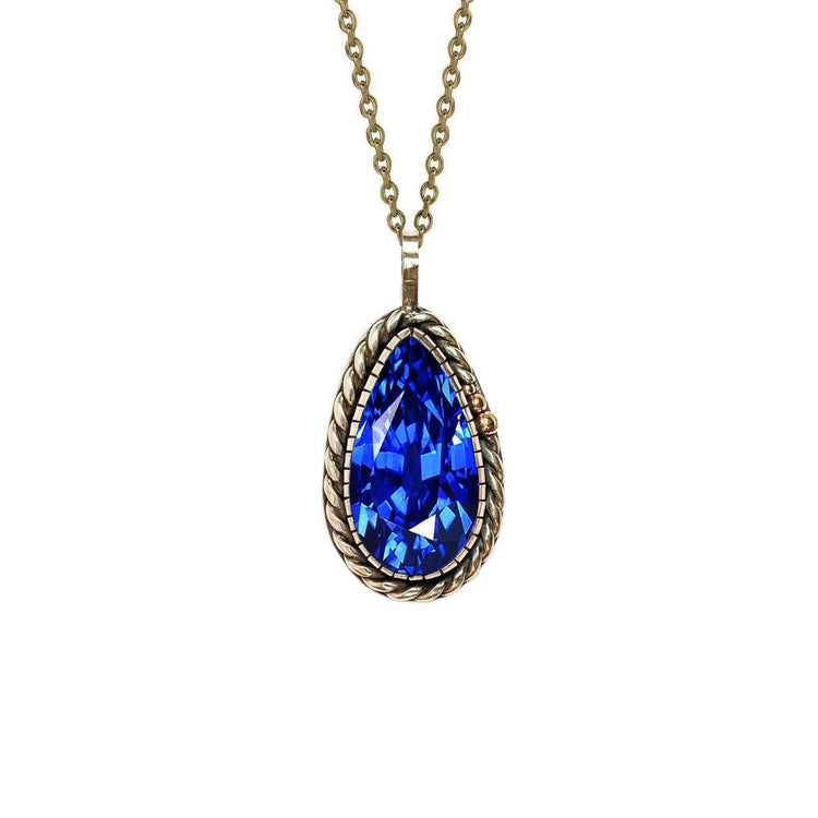 Pendentif Solitaire Poire Saphir 15 Carats - HarryChadEnt.FR