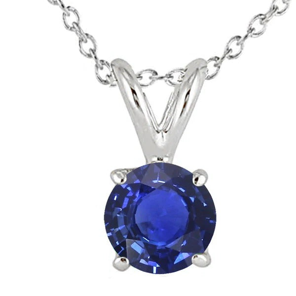 Pendentif Solitaire Saphir Bleu Naturel Rond V Bail 3.50 quilates