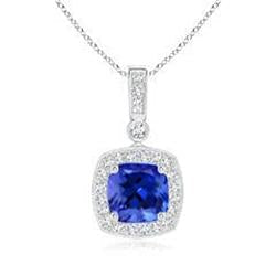 Pendentif Tanzanite Taille Coussin Et Diamants Ronds 18 Ct Or 14K - HarryChadEnt.FR