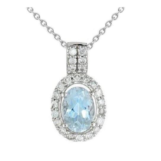 Pendentif aigue-marine et diamants serti de griffes de 11.00 ct en or blanc 14 carats - HarryChadEnt.FR