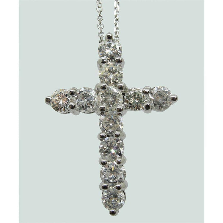 Pendentif collier croix diamant taille ronde 2.75 ct - HarryChadEnt.FR