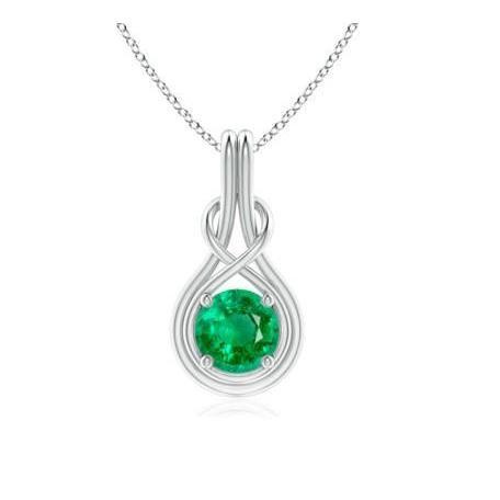 Pendentif émeraude verte sertie de griffes de 4 ct avec chaîne en or blanc 14 carats - HarryChadEnt.FR