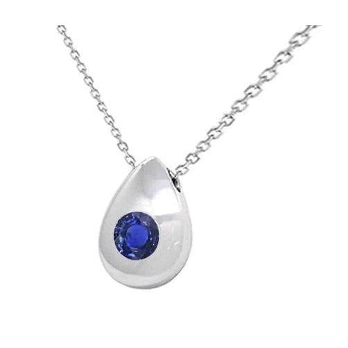 Pendentif rond en saphir bleu naturel serti affleurant 1 quilates