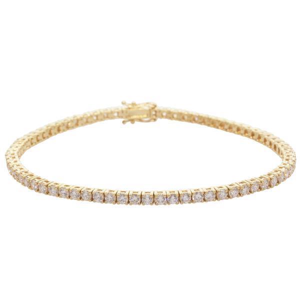 Petit Bracelet Tennis Diamants Taille Ronde 3.50 Carats Or Jaune 14K - HarryChadEnt.FR