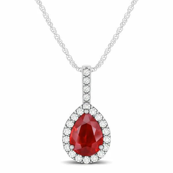 Rubis Rouge Taille Poire Et Diamant 3.50 Carats Bijoux Pendentif Femme - HarryChadEnt.FR