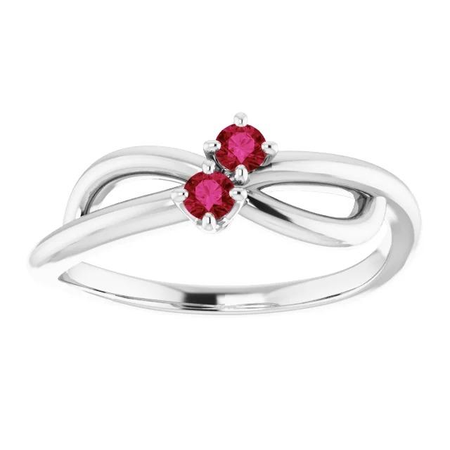 Ruby Stone Promesse Bague Ruban Tige Style Or Blanc 14K 0.50 Carats - HarryChadEnt.FR