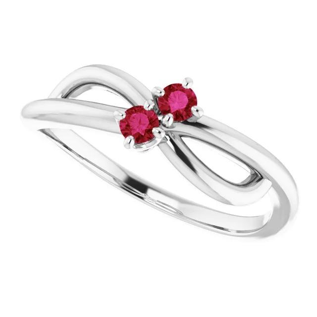 Ruby Stone Promesse Bague Ruban Tige Style Or Blanc 14K 0.50 Carats - HarryChadEnt.FR