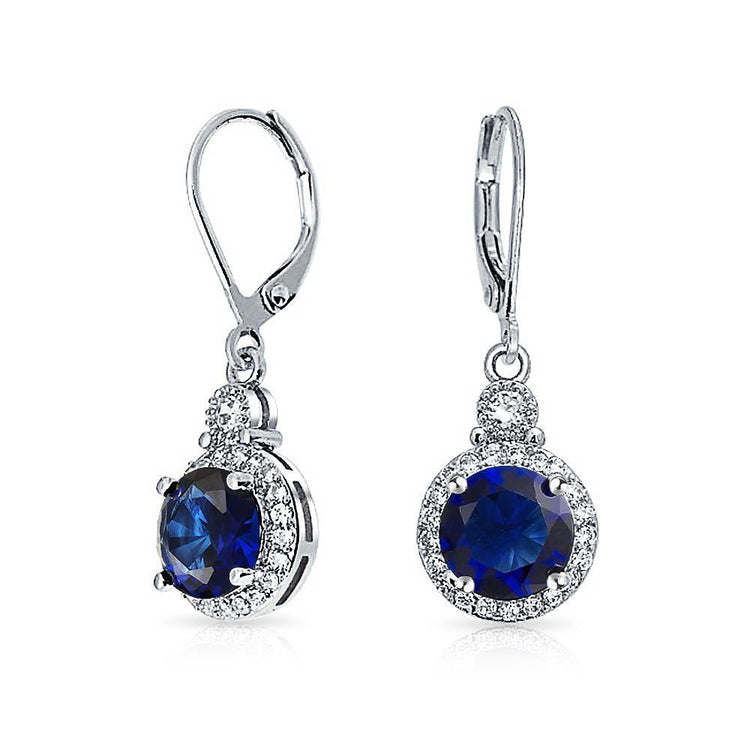 Saphir Sri Lanka rond avec boucle d'oreille pendante en diamant WG 14K 2.46 Ct - HarryChadEnt.FR