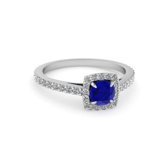 Sertie De Griffes 2.75 Carats Sri Lanka Saphir Alliance Or Blanc 14K - HarryChadEnt.FR