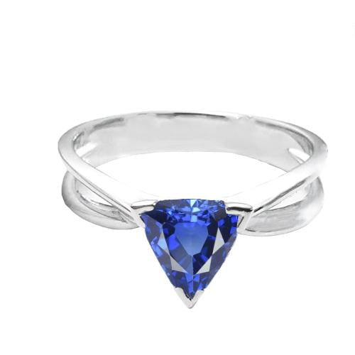 Solitaire Bague de Fiançailles Trillion Saphir Or Split Tige 1 Carat - HarryChadEnt.FR
