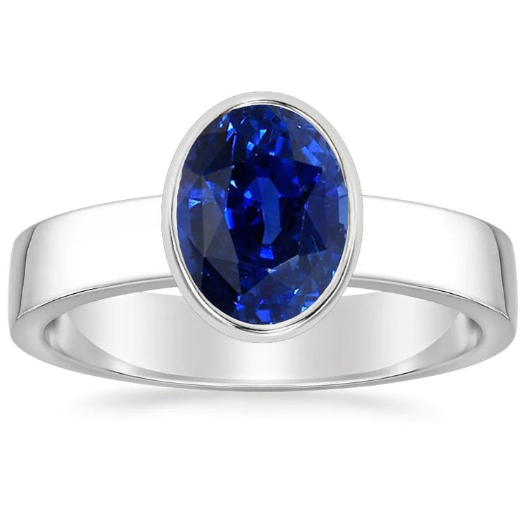Solitaire Gemstone Mens Ring Ceylan Saphir Lunette Sertie 2.50 Carats