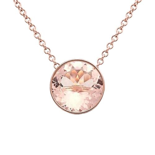 Solitaire Lunette Sertie Morganite 30 Ct Pendentif Avec Chaîne Or Rose 14K - HarryChadEnt.FR