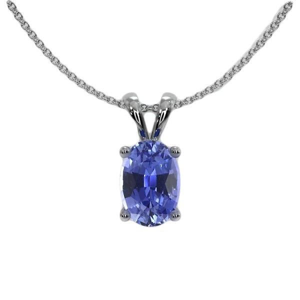 Solitaire Pendentif Ovale Pierre Gemme Femme Bijoux 2 Carats Or Blanc 14K