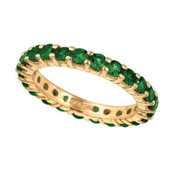 Sparkling 2.88 Carat Tsavorite Eternity Band Bijoux en or massif 14K - HarryChadEnt.FR
