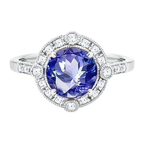 Superbe bague en or 5.61 carats saphir Sri Lanka rond et diamant - HarryChadEnt.FR