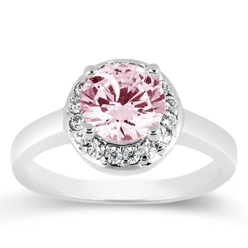 Superbe bague ronde en or blanc avec saphir rose et saphir de 2.81 ct - HarryChadEnt.FR