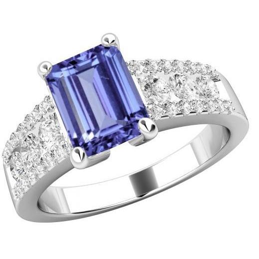 Tanzanite Avec Diamants 15.50 Carats Alliance Or Blanc 14K Nouveau - HarryChadEnt.FR
