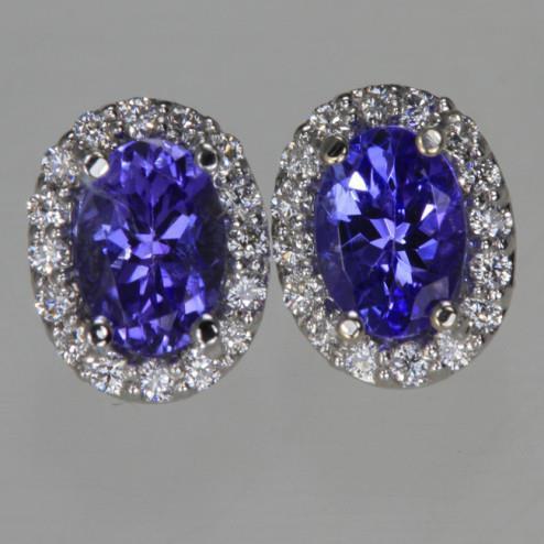 Tanzanite Bleue Et Diamant 5.70 Carats Boucles D'Oreilles Femme Halo - HarryChadEnt.FR