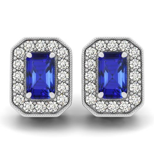 Tanzanite & Diamants Halo Femmes Boucles D'Oreilles Or Blanc 6.70 Ct - HarryChadEnt.FR