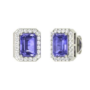 Tanzanite With Diamond 9 Carats Women Stud Pave Earrings - HarryChadEnt.FR