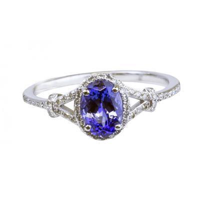 Tanzanite ovale et diamants ronds 3.60 ct. Alliance Or Blanc - HarryChadEnt.FR