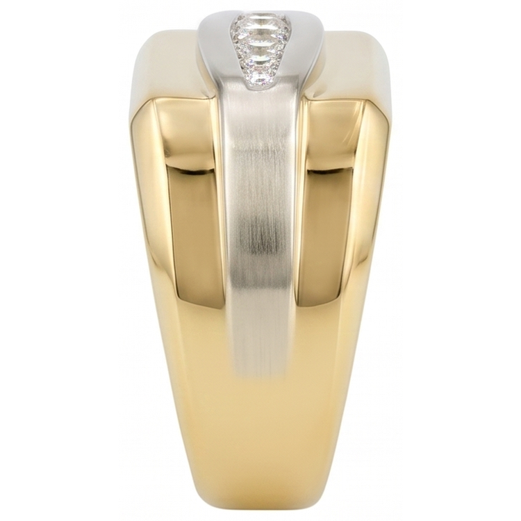 0.80 Ct Réel Diamant Naturels Extraits des Mines ( et non cultivés en laboratoire ) Bicolore 14K Bague Homme Bijoux Nouveau