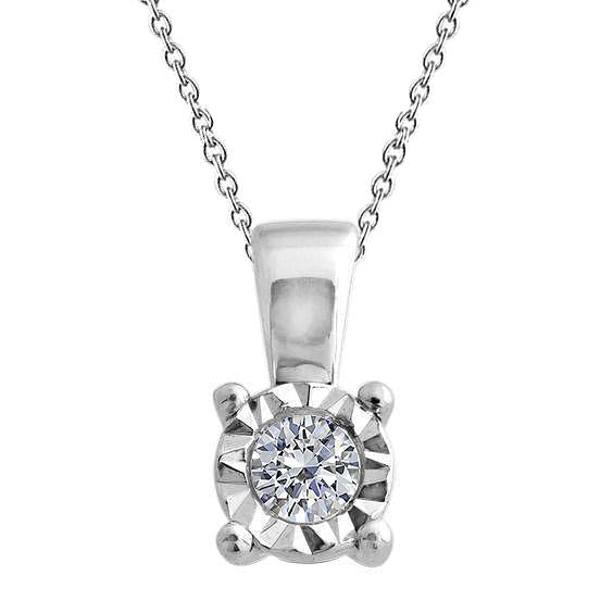 0.75 Carats Collier Pendentif Naturel Diamant Lunette Sertie Or Blanc 14K Neuf