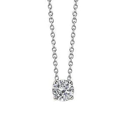 0.75 Carats Réel Diamant Coupe Ronde Femmes Collier Pendentif Or Blanc 14K