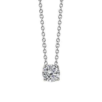 0.75 Carats Réel Diamant Coupe Ronde Femmes Collier Pendentif Or Blanc 14K