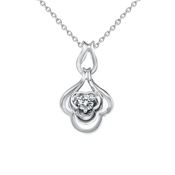 0.75 Carats Solitaire Collier Pendentif Réel Diamant Rond 14K Or Blanc