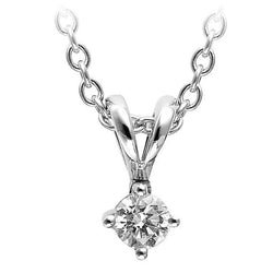 0.75 Carats Solitaire Collier Pendentif Réel Diamant Rond 14K Or Blanc