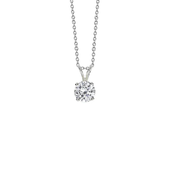 0.75 Carats Solitaire Réel Diamant Rond Collier Pendentif Bijoux