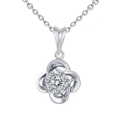 0.90 Carats Forme Ronde Naturel Diamant Dames Collier Pendentif Or Blanc 14K