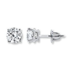 0.90 ct. Boucles d'oreilles diamant solitaire ronde en or blanc 14K sertie de griffes