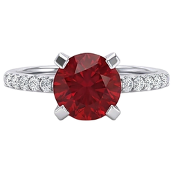 1.20 Carats Bague Rubis Rouge Et Diamant Naturels Extraits des Mines ( et non cultivés en laboratoire ) Or Blanc 14K