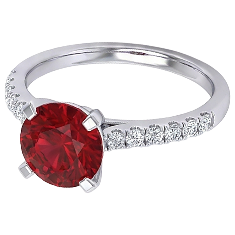 1.20 Carats Bague Rubis Rouge Et Diamant Naturels Extraits des Mines ( et non cultivés en laboratoire ) Or Blanc 14K